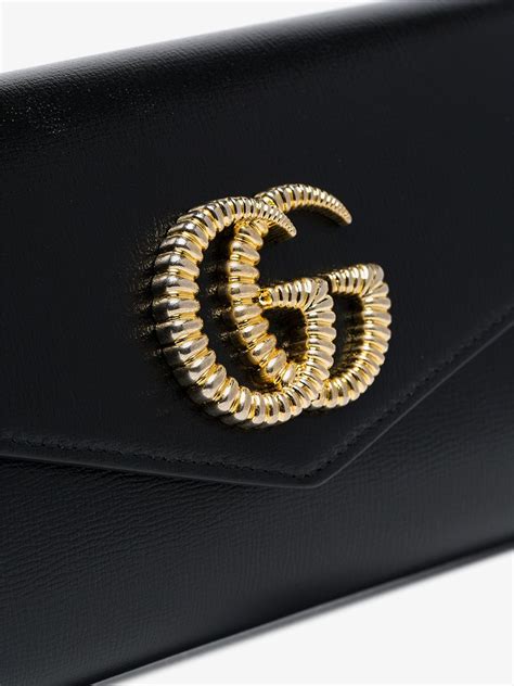 gucci broadway leather clutch with double g|Gucci.